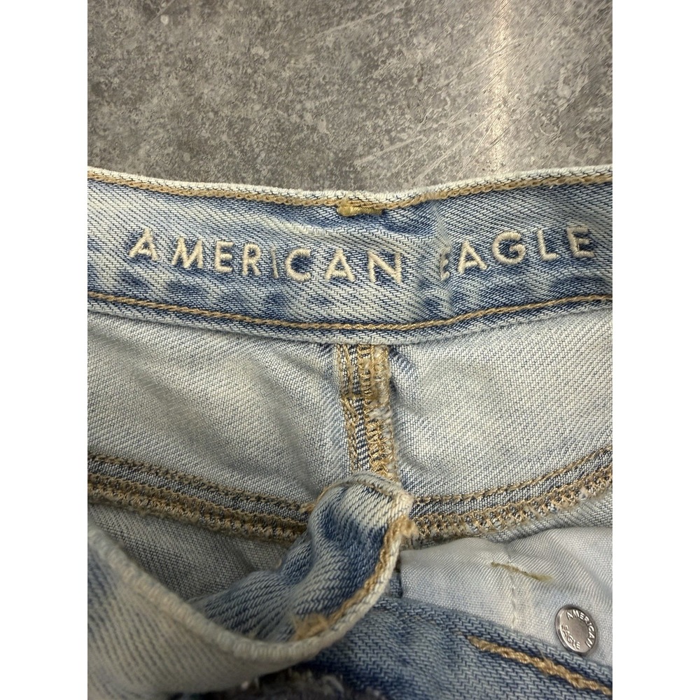 American Eagle Mom Denim Shorts Distressed Womens 2 Blue Cutoff Thrashed - Picture 3 of 8